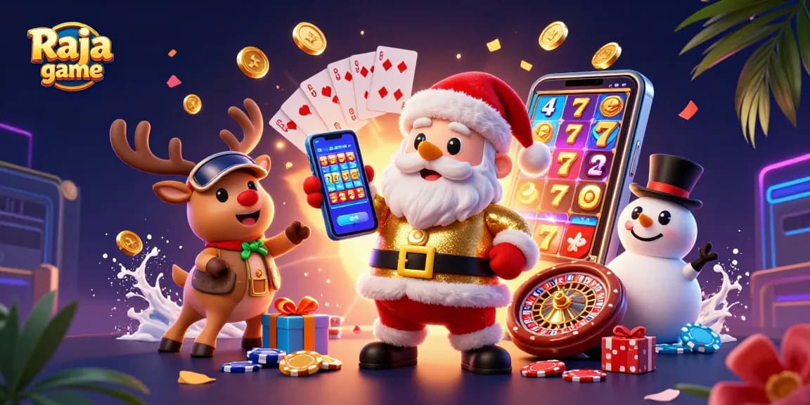 Engage with Raja game through an exciting 3D casino scene featuring vibrant slot elements.