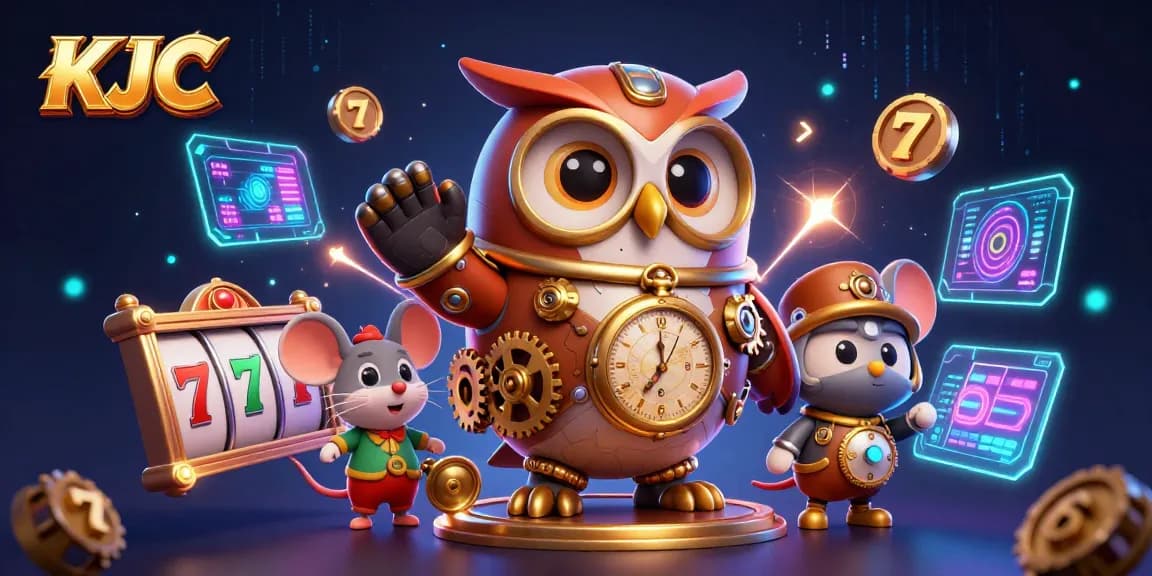 Experience thrilling online gaming action at KJC with our animated steampunk casino scene.