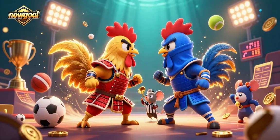 Nowgoal features dynamic sports betting action with cartoon roosters and engaging games.