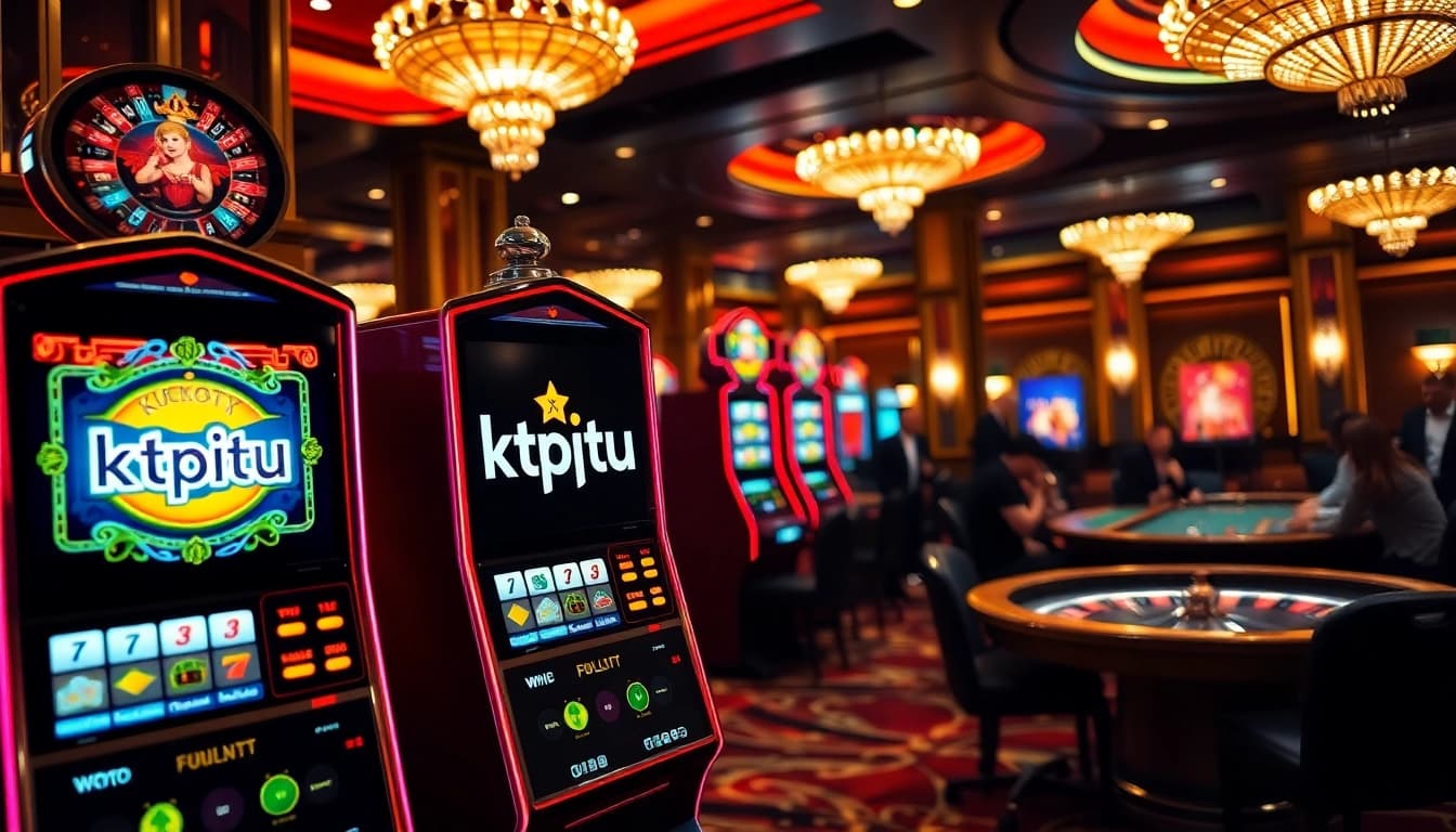 Players enjoying slot machines at KTPJITU casino, highlighting excitement and winning potential.