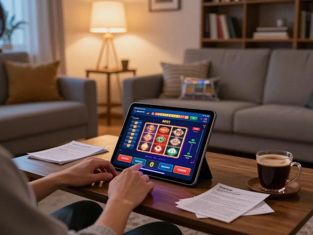 Engaging in online gaming on 88xx platform with cozy home setup and strategic notes