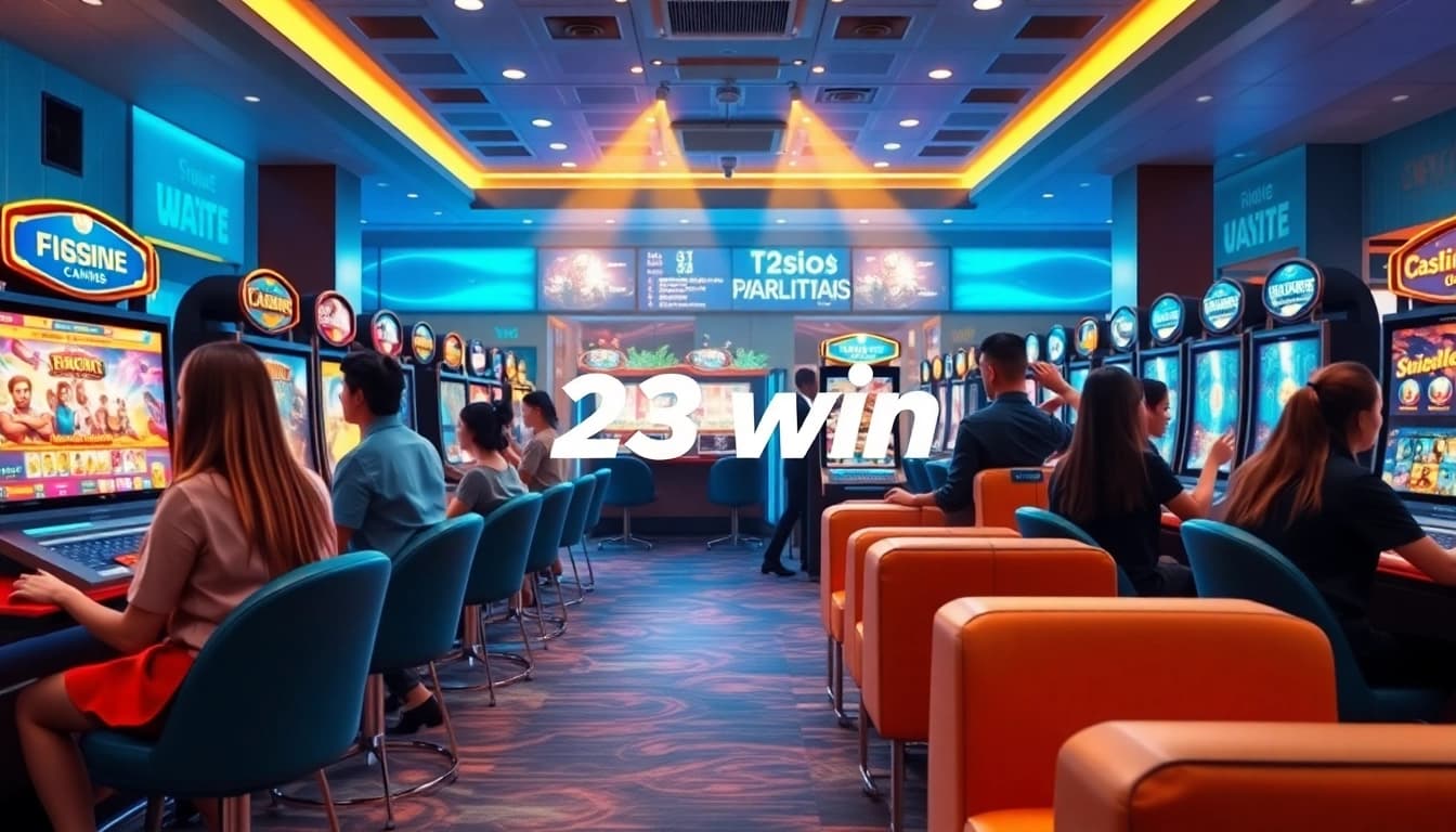 Exciting 23win online gaming experience with players enjoying diverse games and vibrant atmosphere.