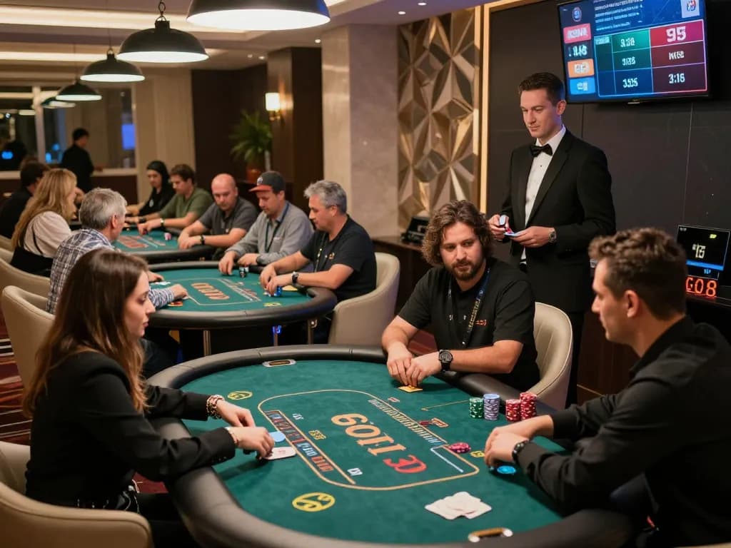 Players celebrating wins and strategizing at Go8 live casino tables in a luxurious setting