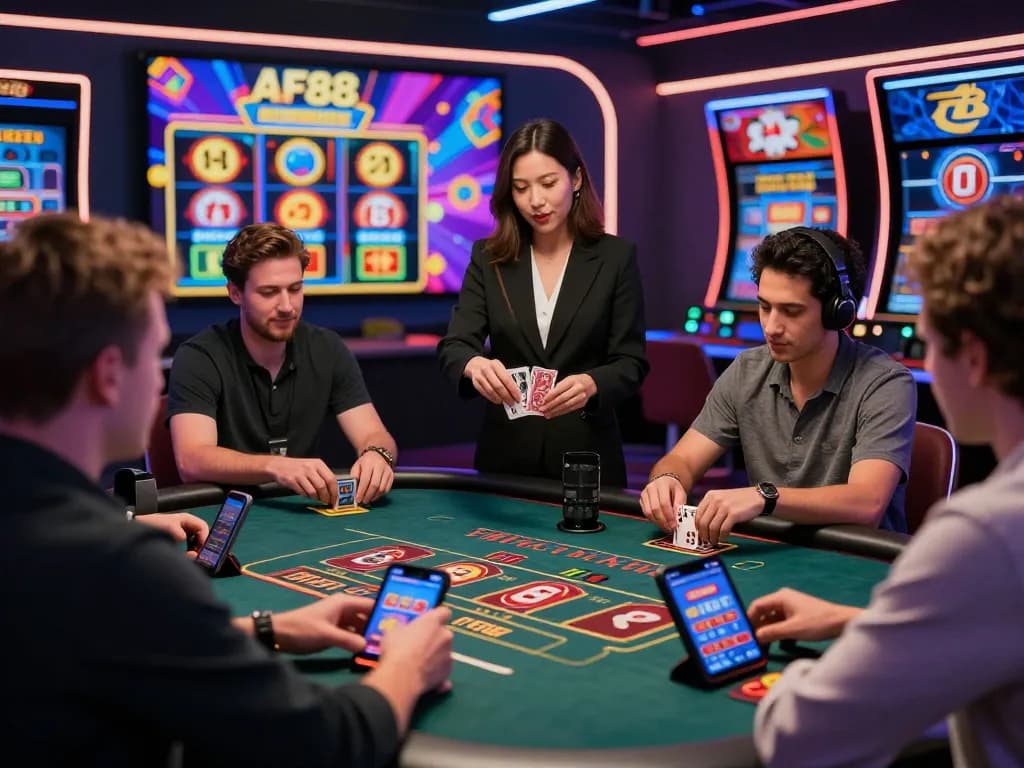 Exciting AF88 Trang chủ live casino scene with diverse players enjoying vibrant gaming.