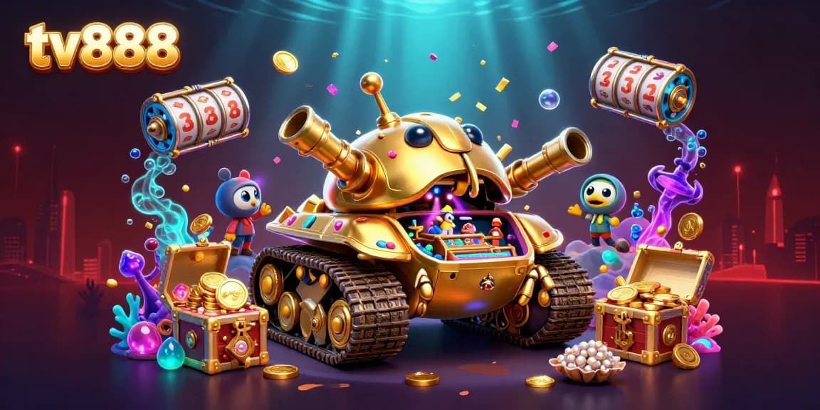 Engage with the thrilling slots experience at tv888, featuring a dynamic 3D casino scene.