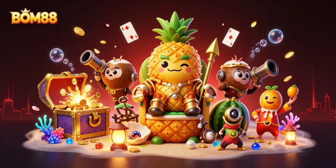 Experience the thrill of BOM88 casino adventure with vibrant characters and captivating elements.