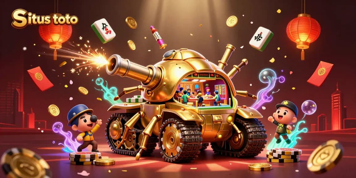 Situs toto offers an exciting gaming experience highlighted by a vibrant, ultra-detailed 3D casino scene.