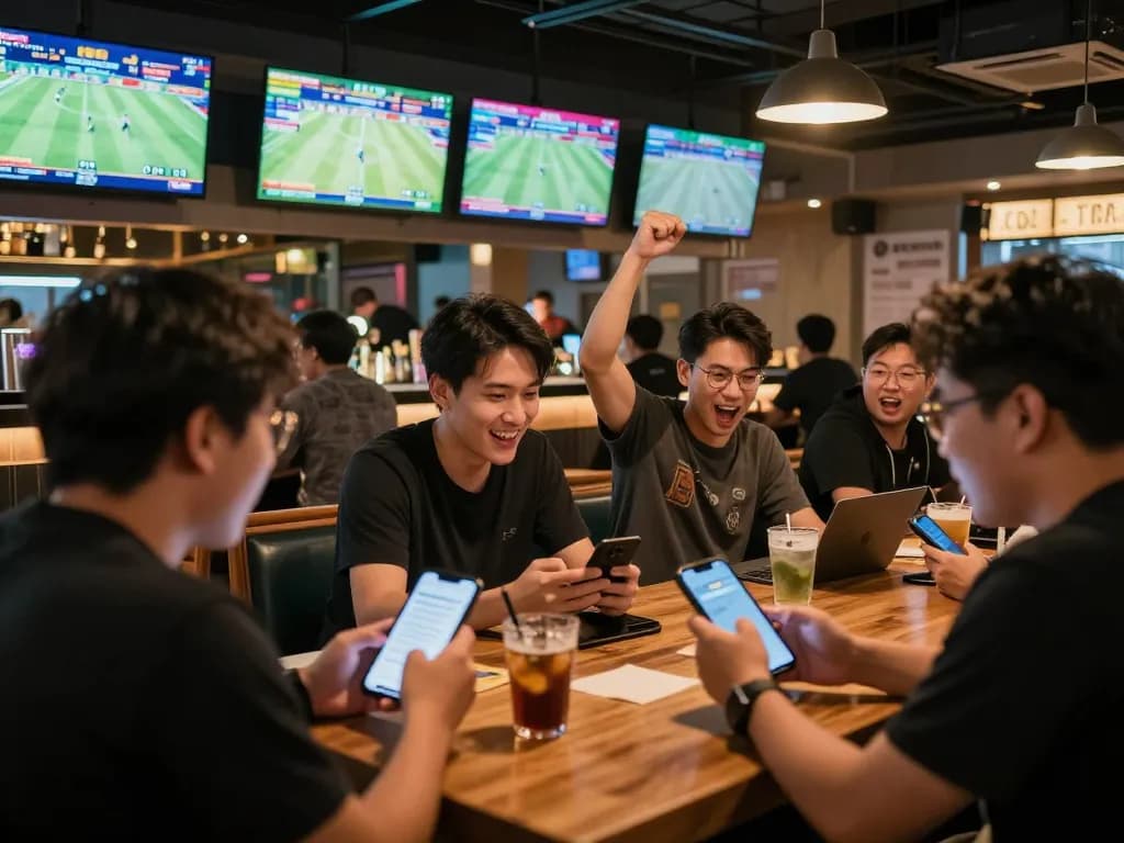 KÈO TRỰC TUYẾN sports enthusiasts placing bets during a dynamic live sports session.