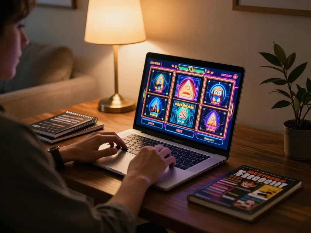 Engaging gaming on to288 slot online with vibrant graphics in cozy home setting