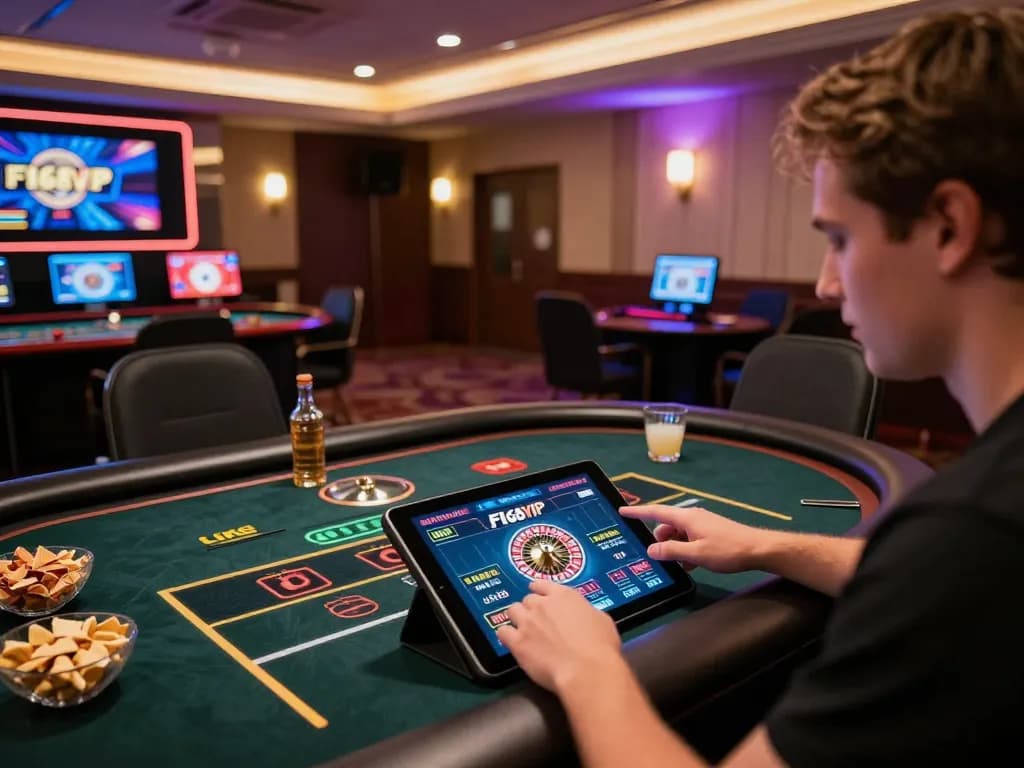 Engaging in a live dealer game at F168VIP online casino, showcasing the excitement of virtual gambling.