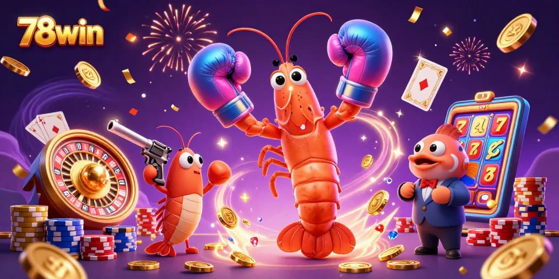 Experience entertainment with 78win in a vibrant casino scene filled with action and rewards.