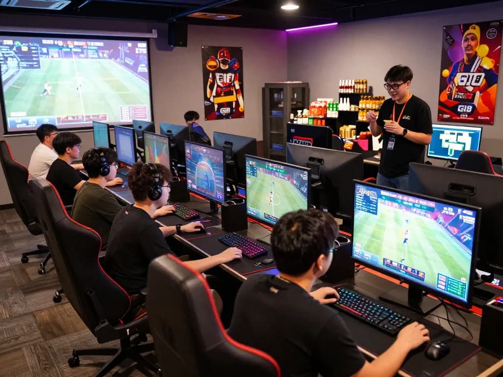 GI8 gaming scene with players focused on interactive games and live sports betting