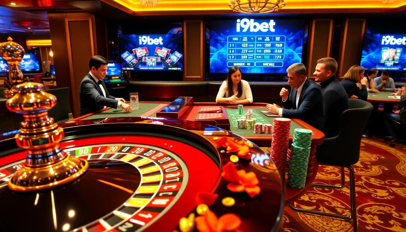 Experience thrilling games at i9bet with vibrant poker tables and roulette action.