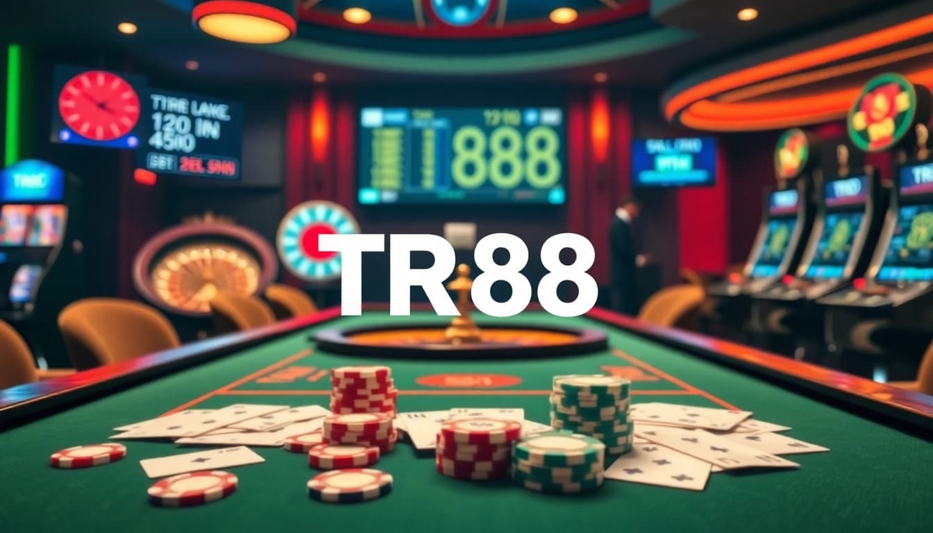Experience the thrill of TR88 with dynamic casino visuals showcasing exciting games and betting interactions.