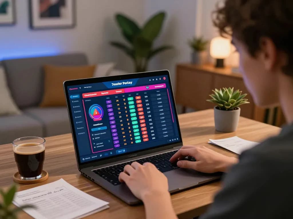 Placing bets on the 7meter Parlay interface while reviewing betting strategy notes in a cozy environment