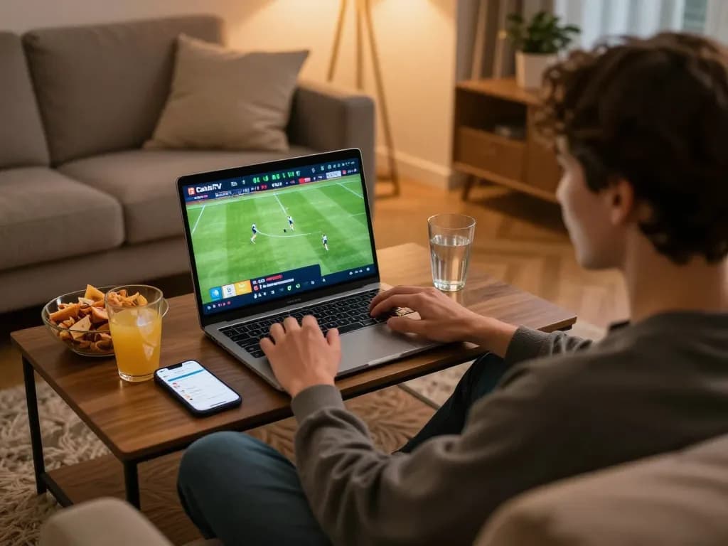 CakhiaTV viewer placing bets while enjoying a live football match