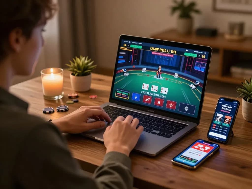 Engaging in live dealer blackjack on au88 from a cozy home gaming setup.