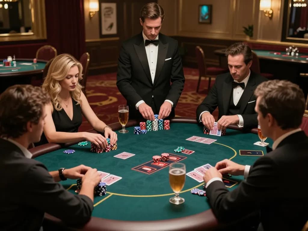 rik vip players at an upscale poker table showcasing strategic gameplay in a luxurious setting