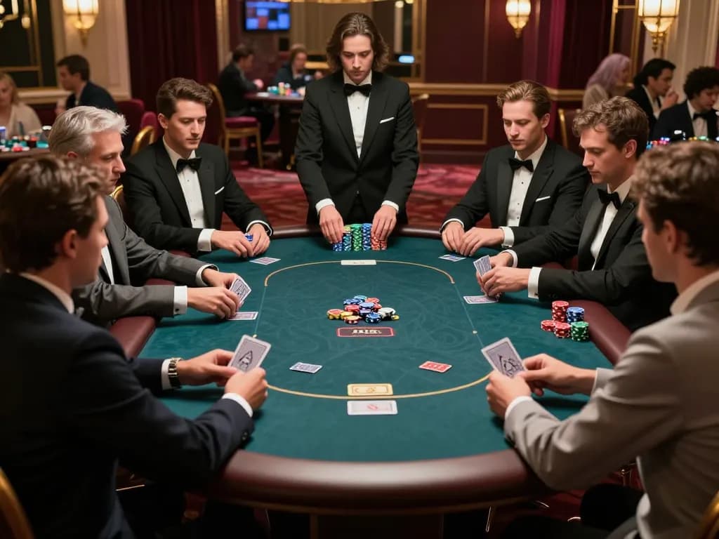 Playing poker at Hello88 casino, showcasing strategic gameplay and luxurious atmosphere.