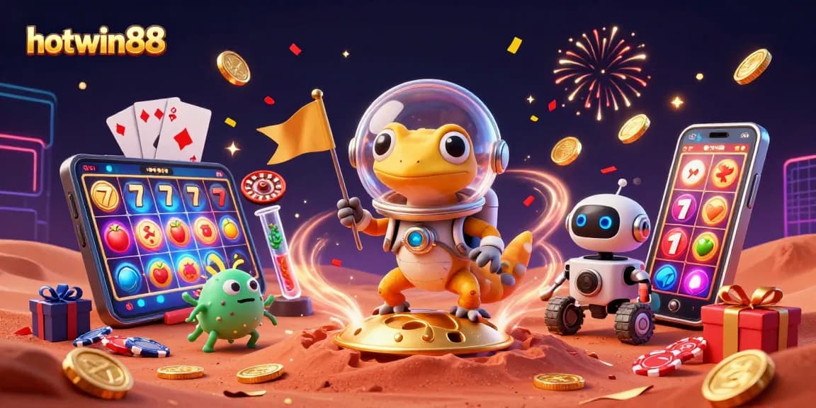 Spin to win at hotwin88 casino while a Martian gecko discovers buried jackpots!