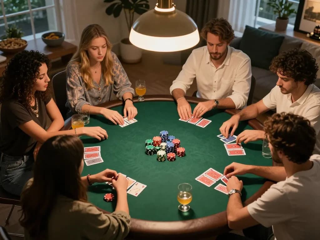 Max88pro players engaging in an evening poker game, showcasing strategies and excitement.
