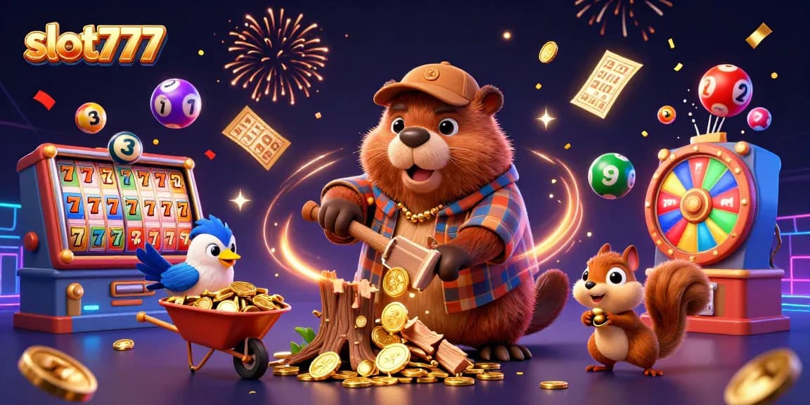 Experience thrilling wins with slot777 in this exciting casino scene featuring gold coins and vibrant slot reels.