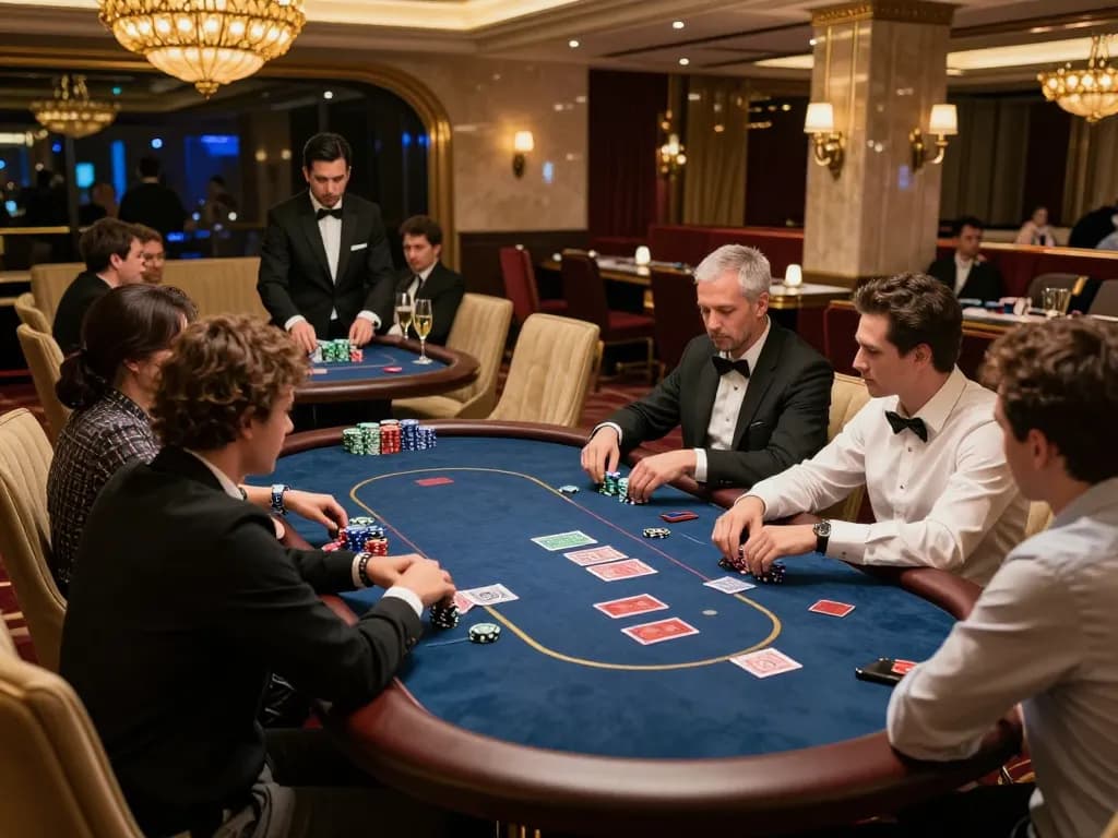Top-tier poker game at 98win's exclusive VIP area showcasing luxurious atmosphere and high stakes.