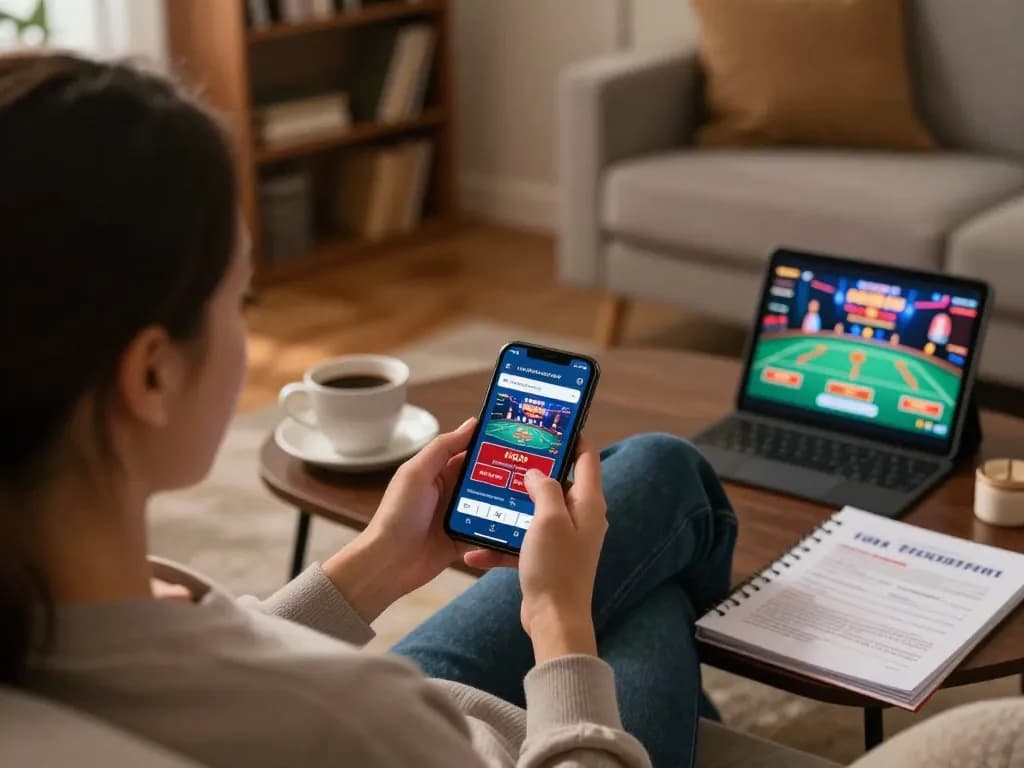 Player enjoying NK88 gaming app on smartphone while relaxing at home, blending strategy and leisure