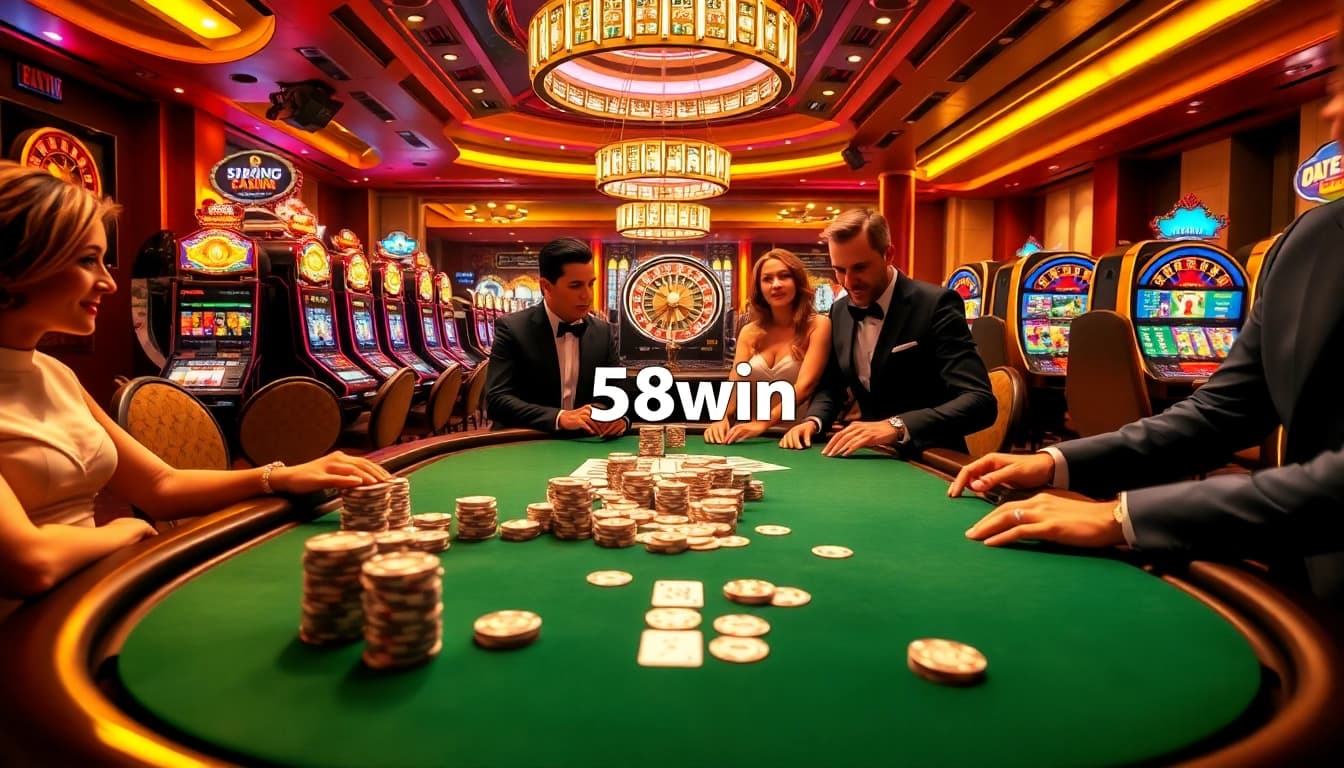Experience the thrill of gambling at 58win with vibrant casino tables and action-packed slot machines.