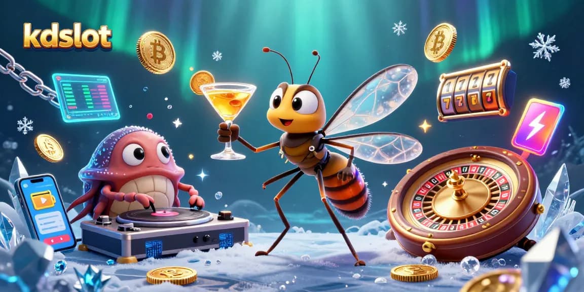 Experience the thrill of kdslot with a casino mascot in a vibrant, dynamic illustration.