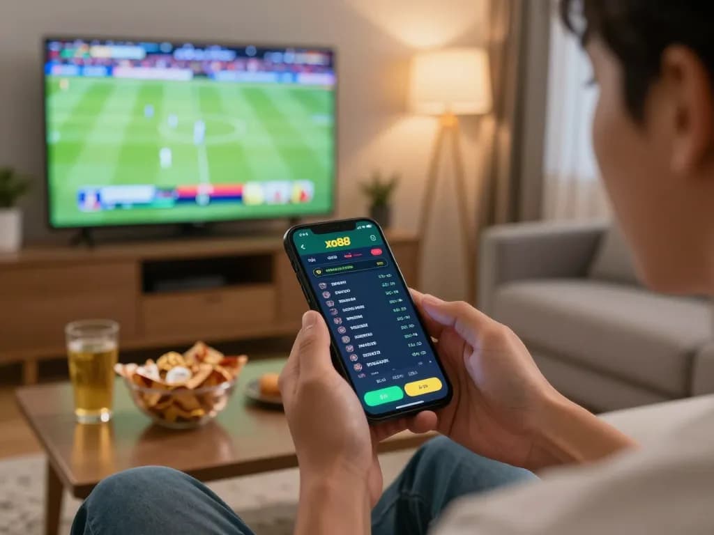 Place bets on xo88 sports betting app with excitement and snacks in a cozy setting