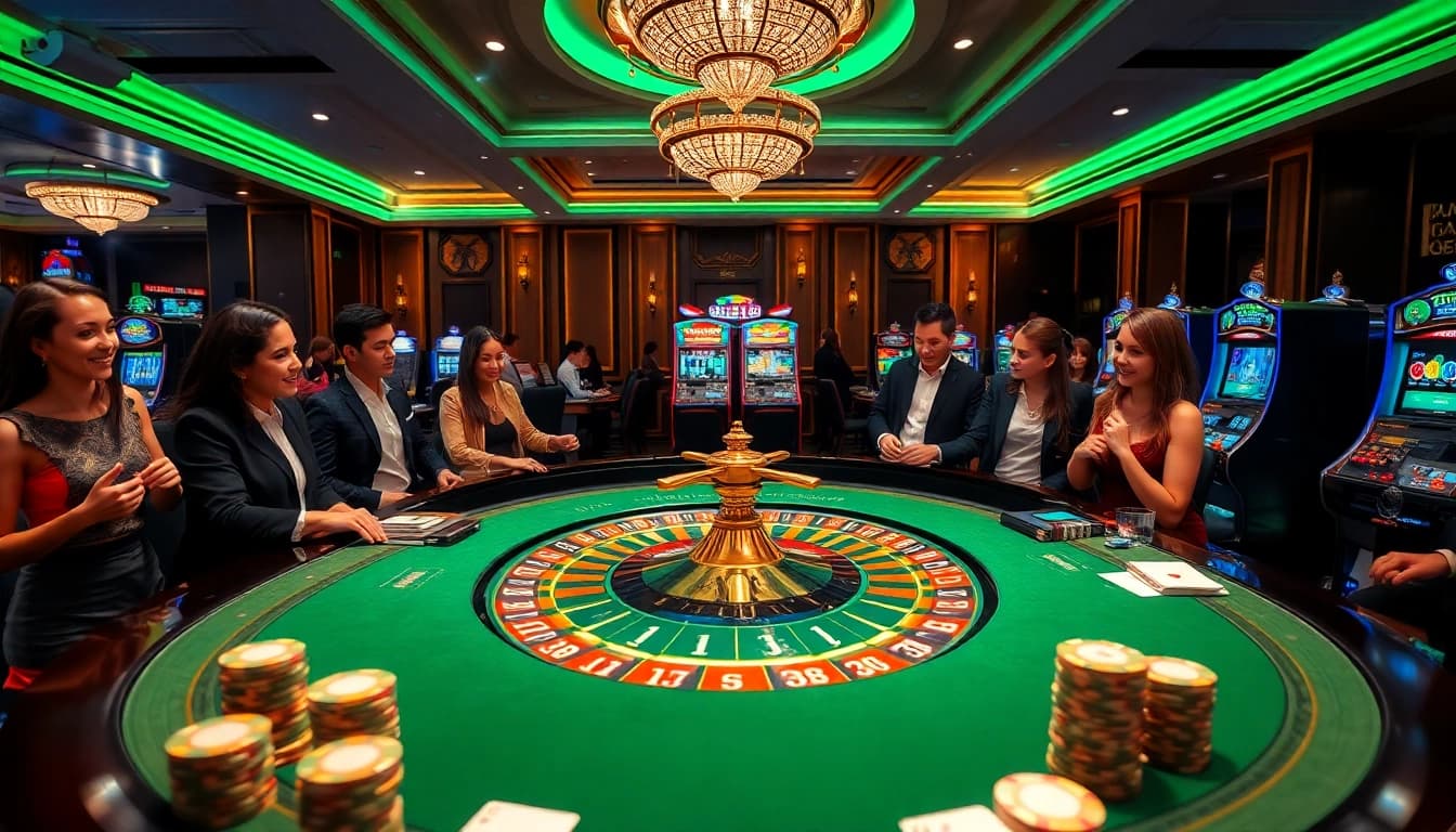 Experience excitement at the AU88 roulette table amidst vibrant casino action.