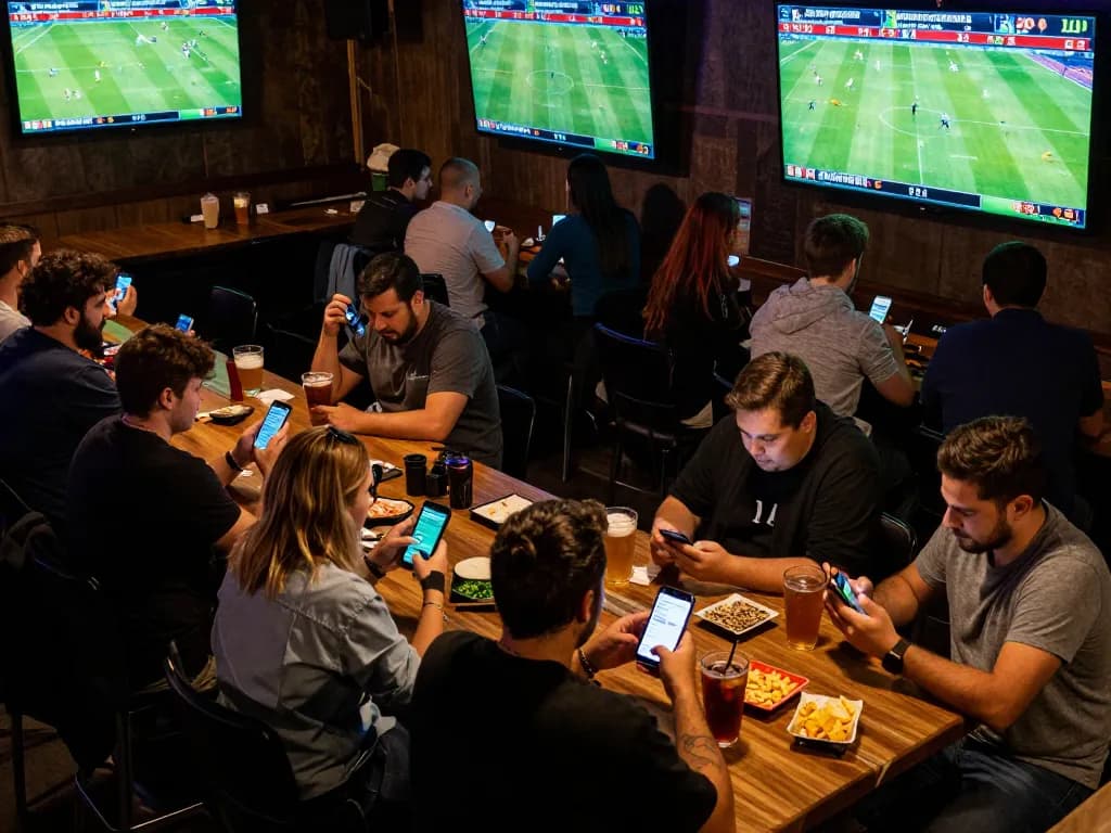 Players engaged in live betting on uu88 during a vibrant sports event, showcasing excitement and social interaction.