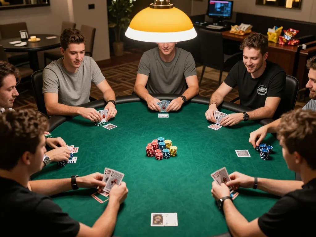 Players engaged in a thrilling poker game at TR88 with excitement and camaraderie.