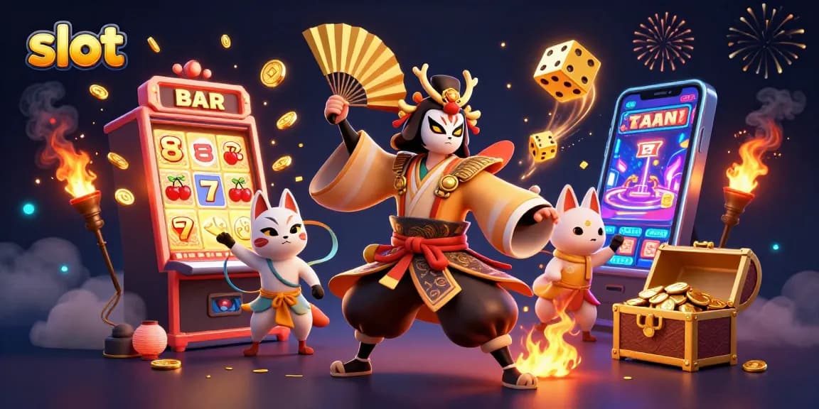 Menangkan permainan slot dengan slot mesin 3D yang penuh dengan koin jackpot!