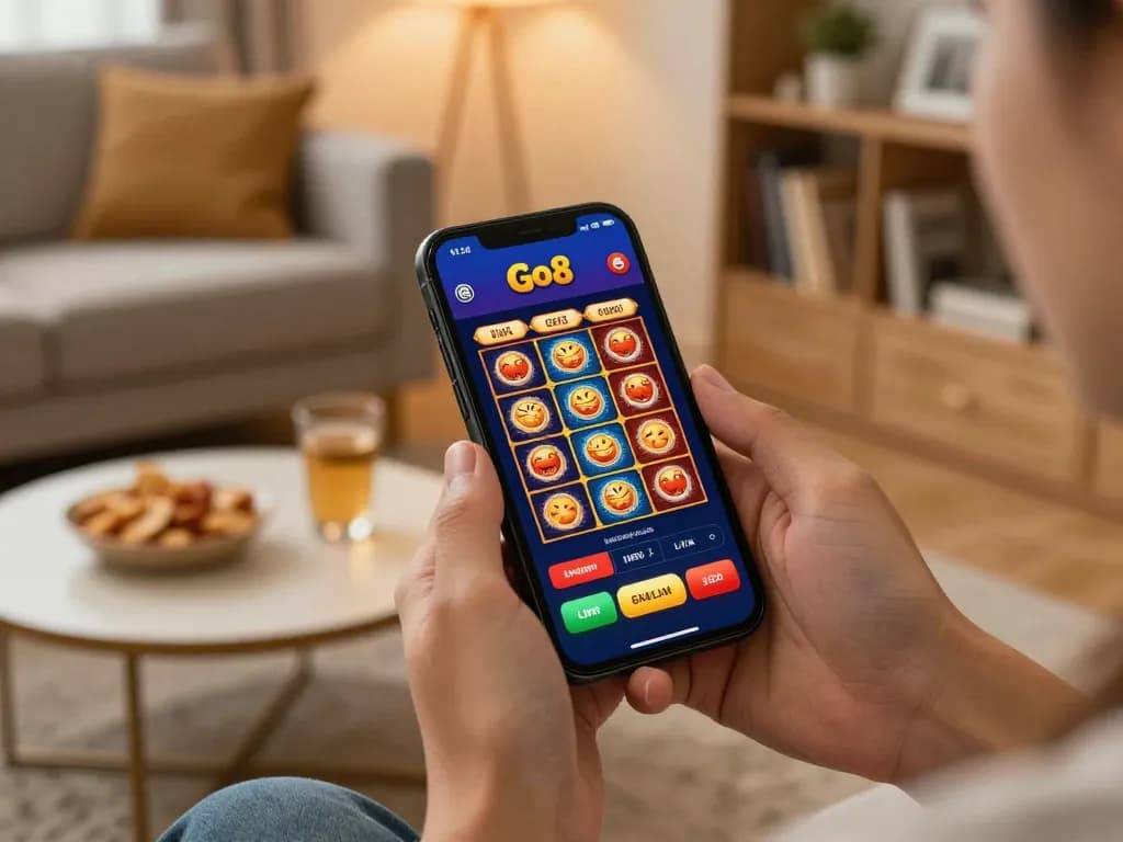 Engaging moment with the Go8 app showcasing live casino games, highlighting the excitement of mobile gambling.