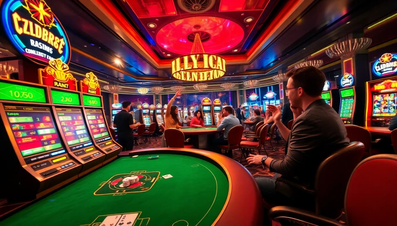 Experience the excitement of rikvip with vibrant casino scenes featuring colorful games and enthusiastic players.