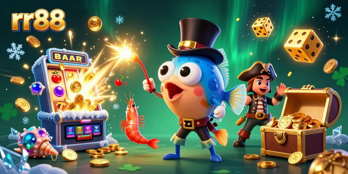 Exciting rr88 casino game scene featuring characters and vibrant slot machine elements.