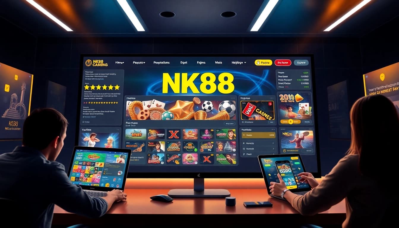 NK88 online gambling platform interface showcasing games and user engagement