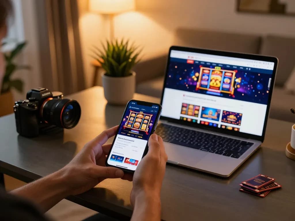 Engaging gameplay with m98 casino app on smartphone in a modern online gaming setup.