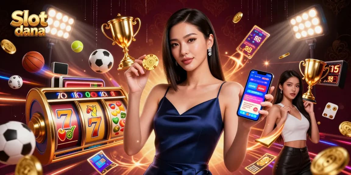 Experience thrilling gameplay at Slot dana with vibrant 3D illustrations of jackpots and casino excitement.