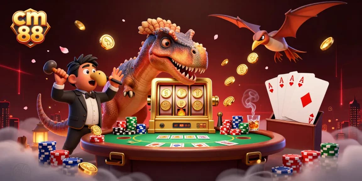 cm 88 sparks excitement as a pachycephalosaurus hits the jackpot on a golden slot machine.