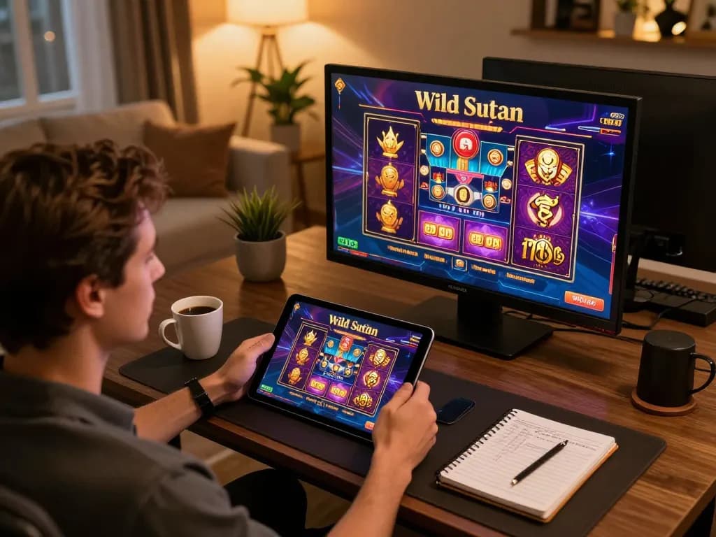 Engaging gameplay at Wild Sultan casino on a tablet, showcasing strategic betting and modern gaming