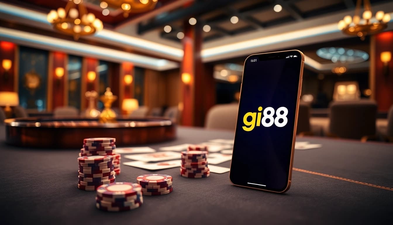 Engage in thrilling gameplay at gi88 with a luxurious casino setup featuring poker and roulette.