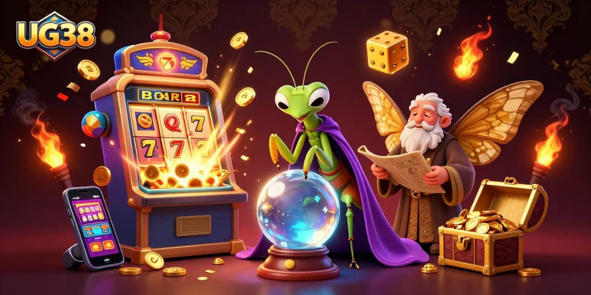 Engage in dazzling wins at UG38 with vibrant casino elements and whimsical characters!