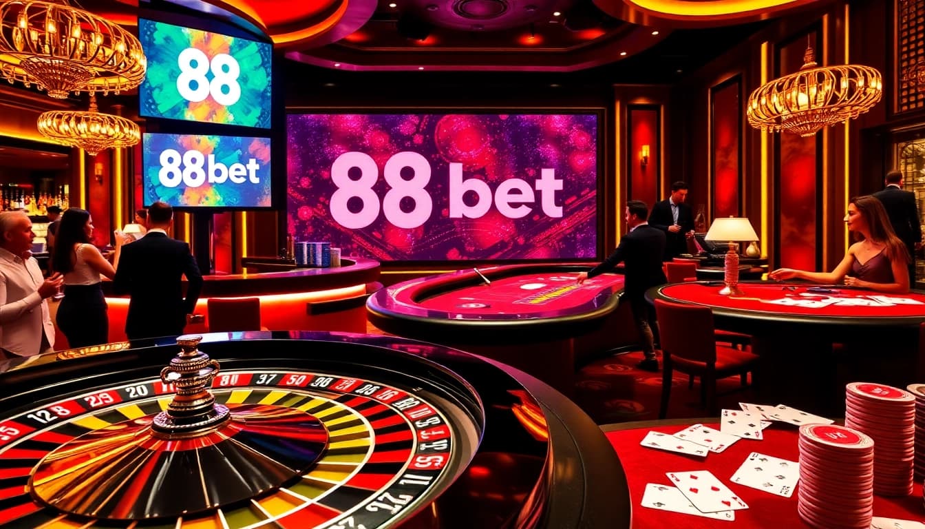 Experience the excitement of gambling at 88bet with a vibrant casino scene.