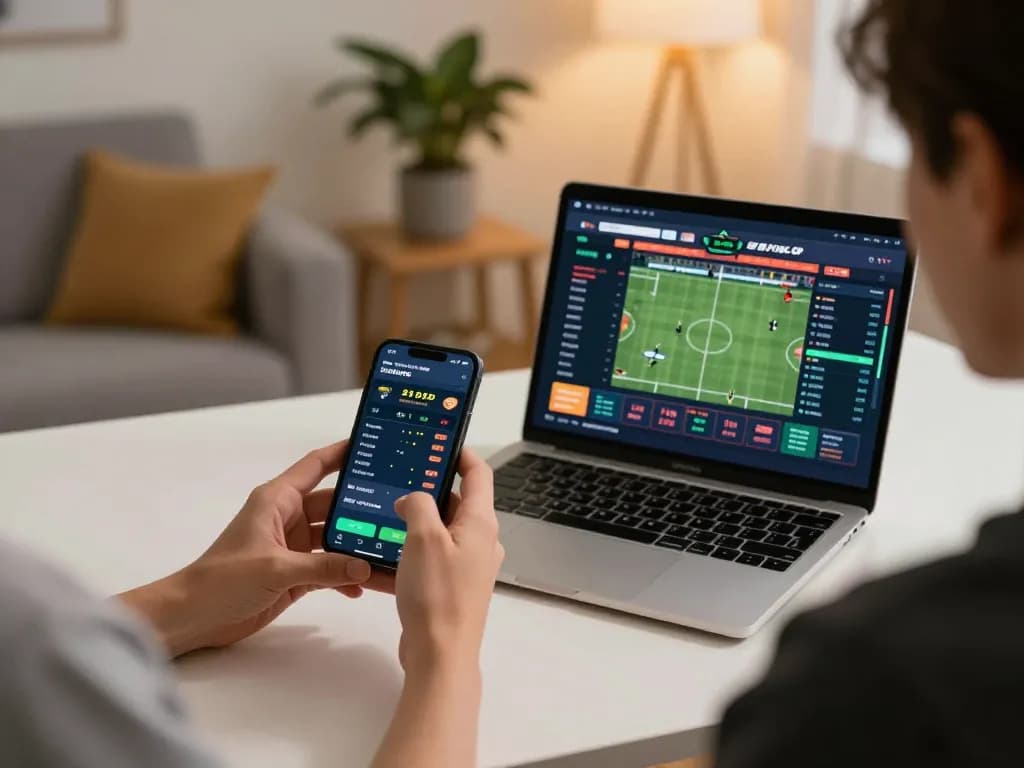 Engaging in mobile sports betting on smartphone with live odds, reflecting mb66's interactive gambling experience