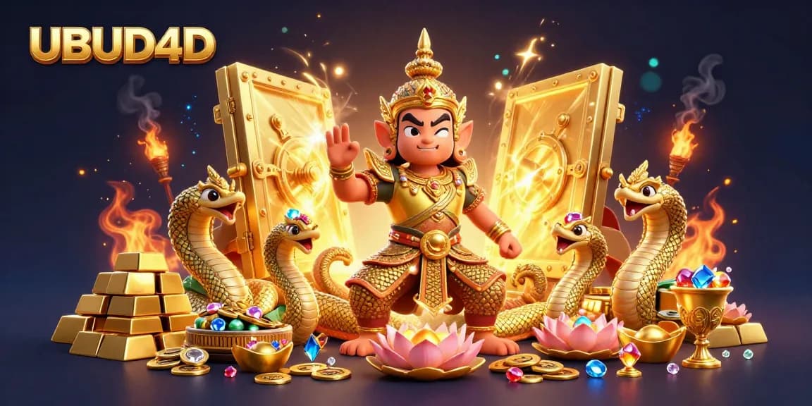 Experience top-tier gambling strategies and stunning visuals with UBUD4D's vibrant 3D illustration.