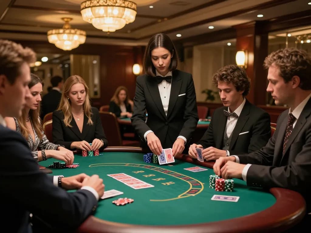 Players enjoying strategic blackjack games at SC 88 casino table under warm lighting.