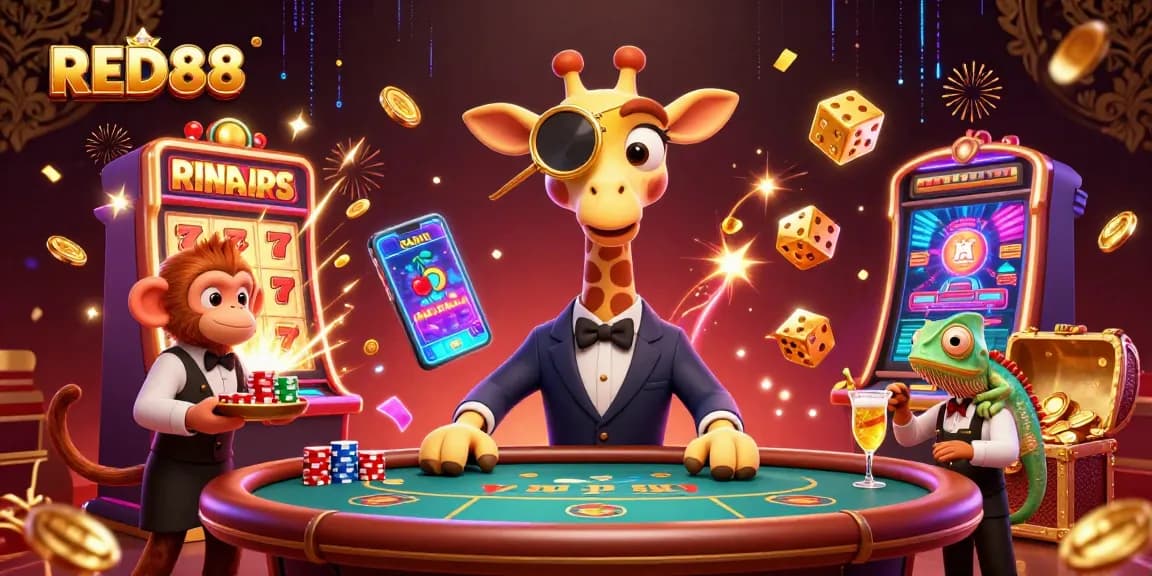 Experience thrilling gameplay at RED88 with high-roller giraffe and exciting casino elements.